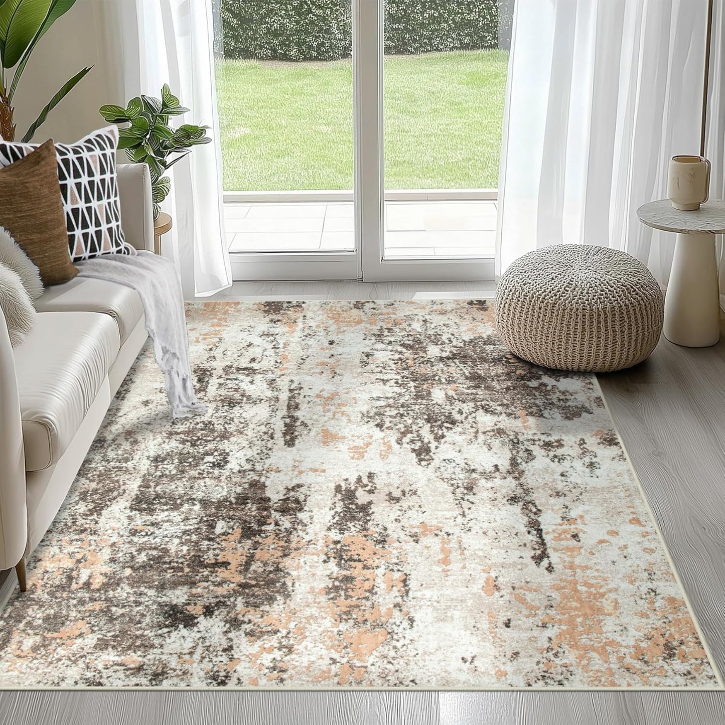 4x6 Area Rugs for Living Room - Abstract Non Slip Carpet