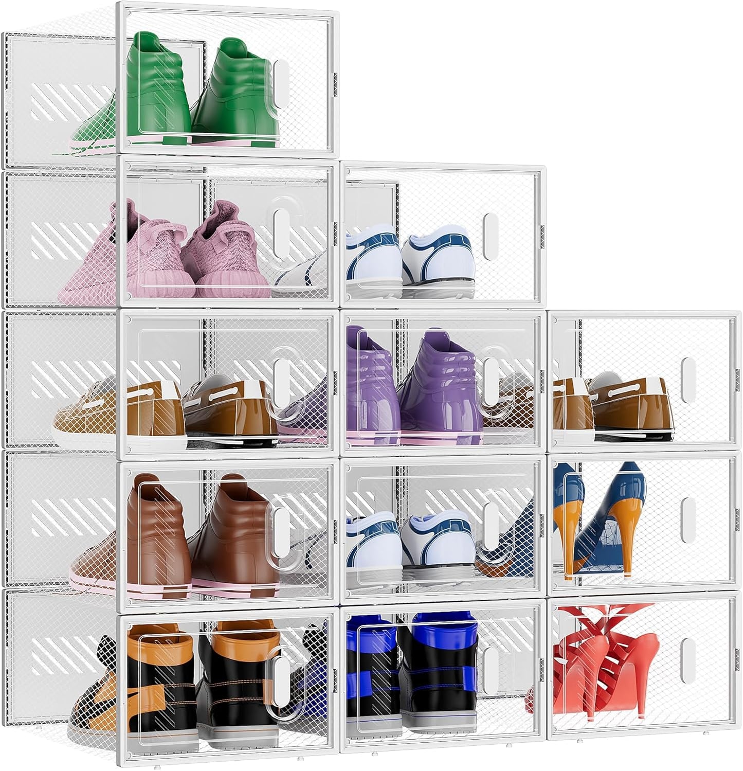 BALEINE Stackable Shoe Storage Boxes for Size 11 Shoes