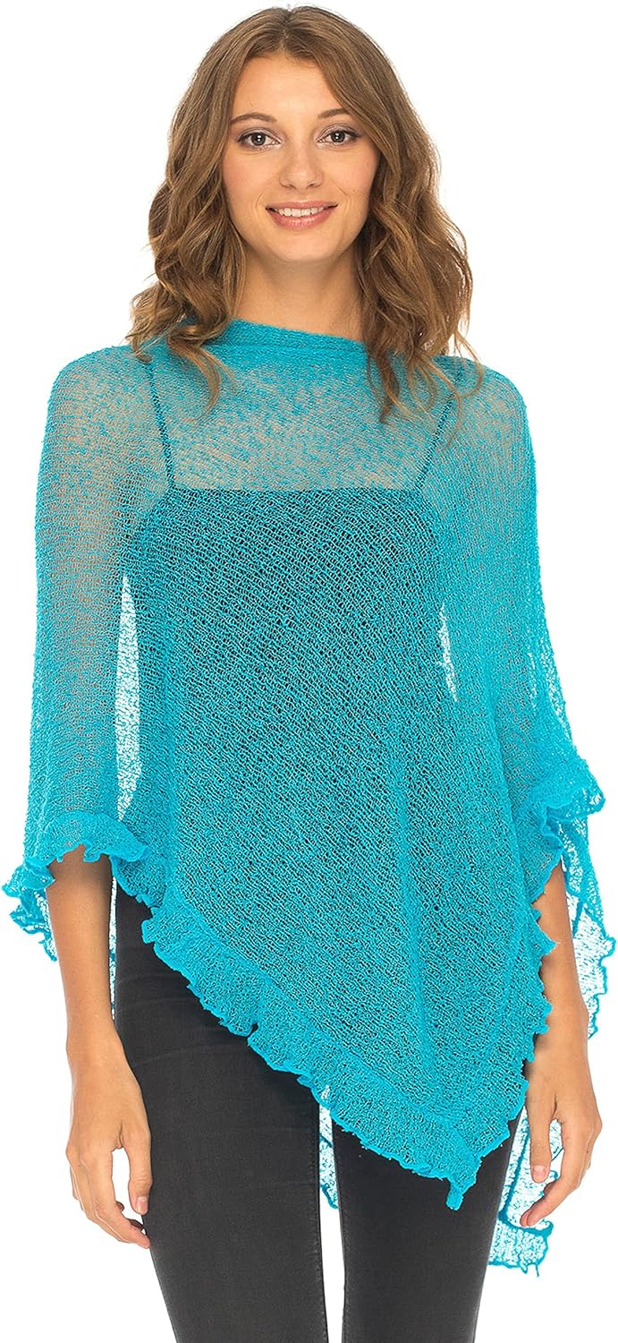 SHU-SHI Womens Sheer Poncho Shrug for Versatile Style