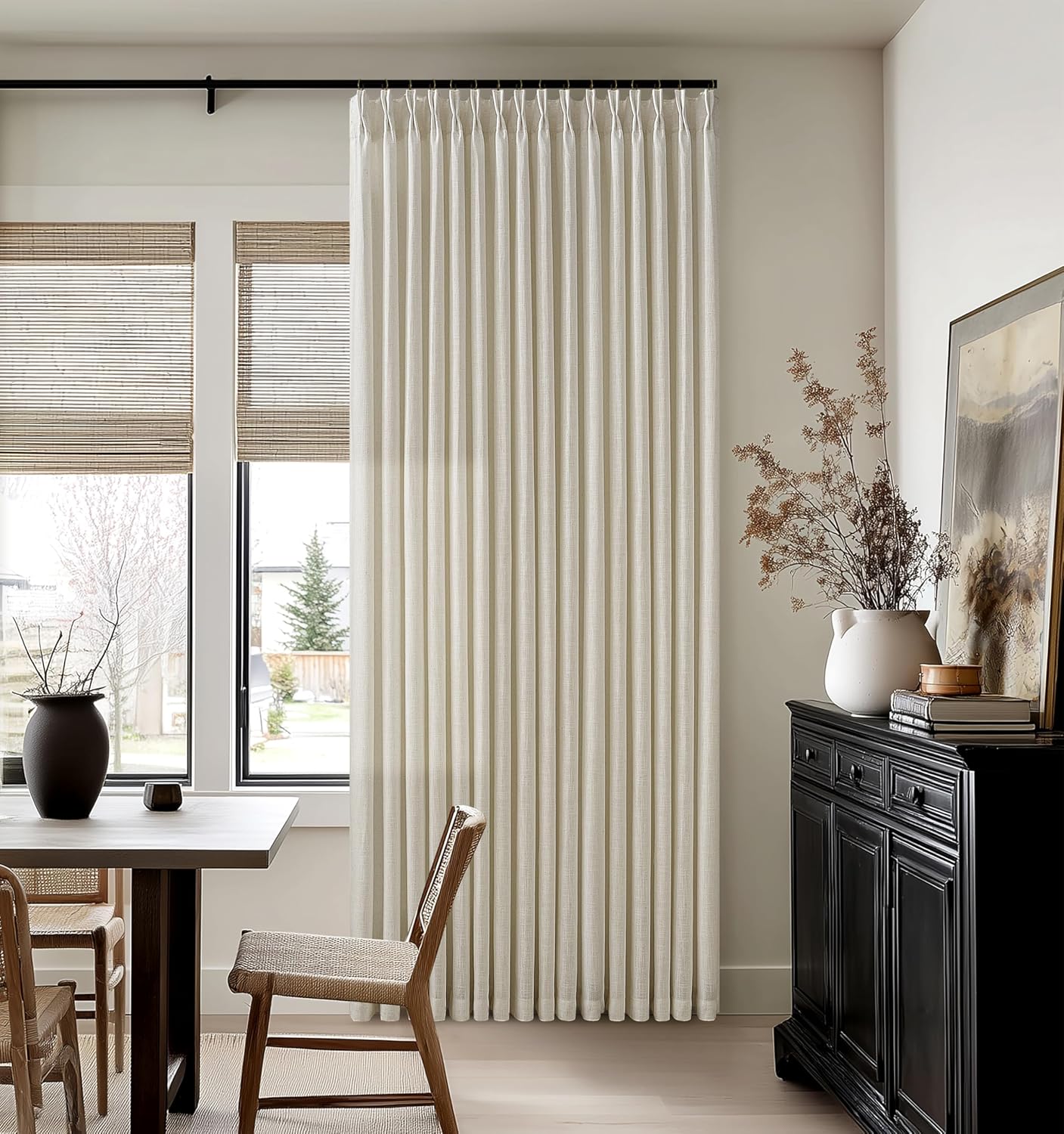 Sand Beige Linen Curtains 102 Inches Long for Living Room