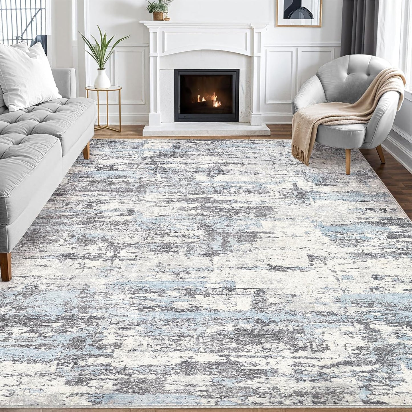 Modern Abstract Area Rugs for Living Room - Soft & Washable