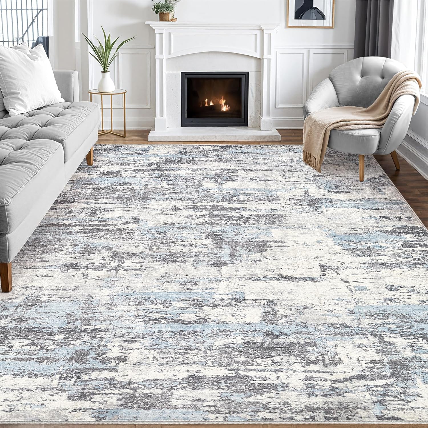 Modern Abstract Area Rugs for Living Room - Soft & Washable