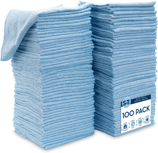100 Pack Microfiber Cleaning Cloth Set - Ultimate Cleaning Versatility