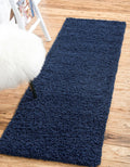 Unique Loom Solid Shag Area Rug Runner - Plush Sapphire Blue