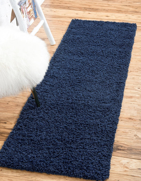 Unique Loom Solid Shag Collection Area Rug in Sapphire Blue