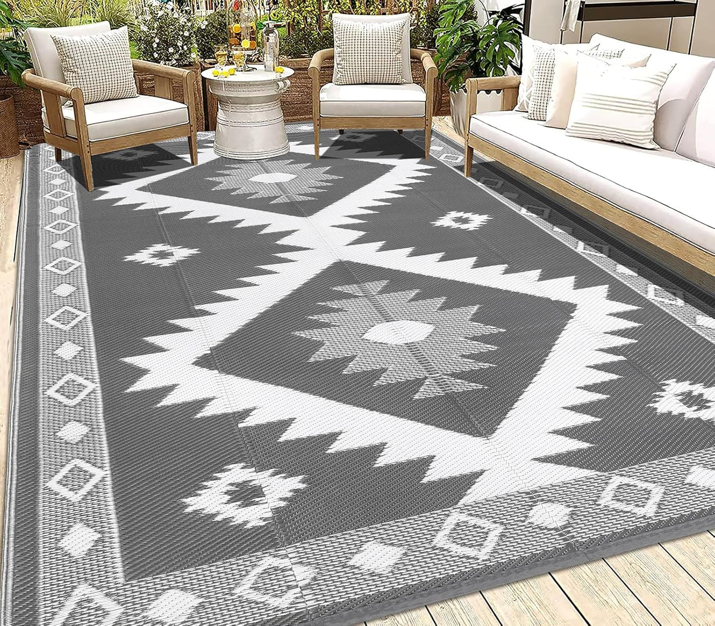 HEBE Outdoor Rug 6ftx9ft Waterproof for Patios and Camping