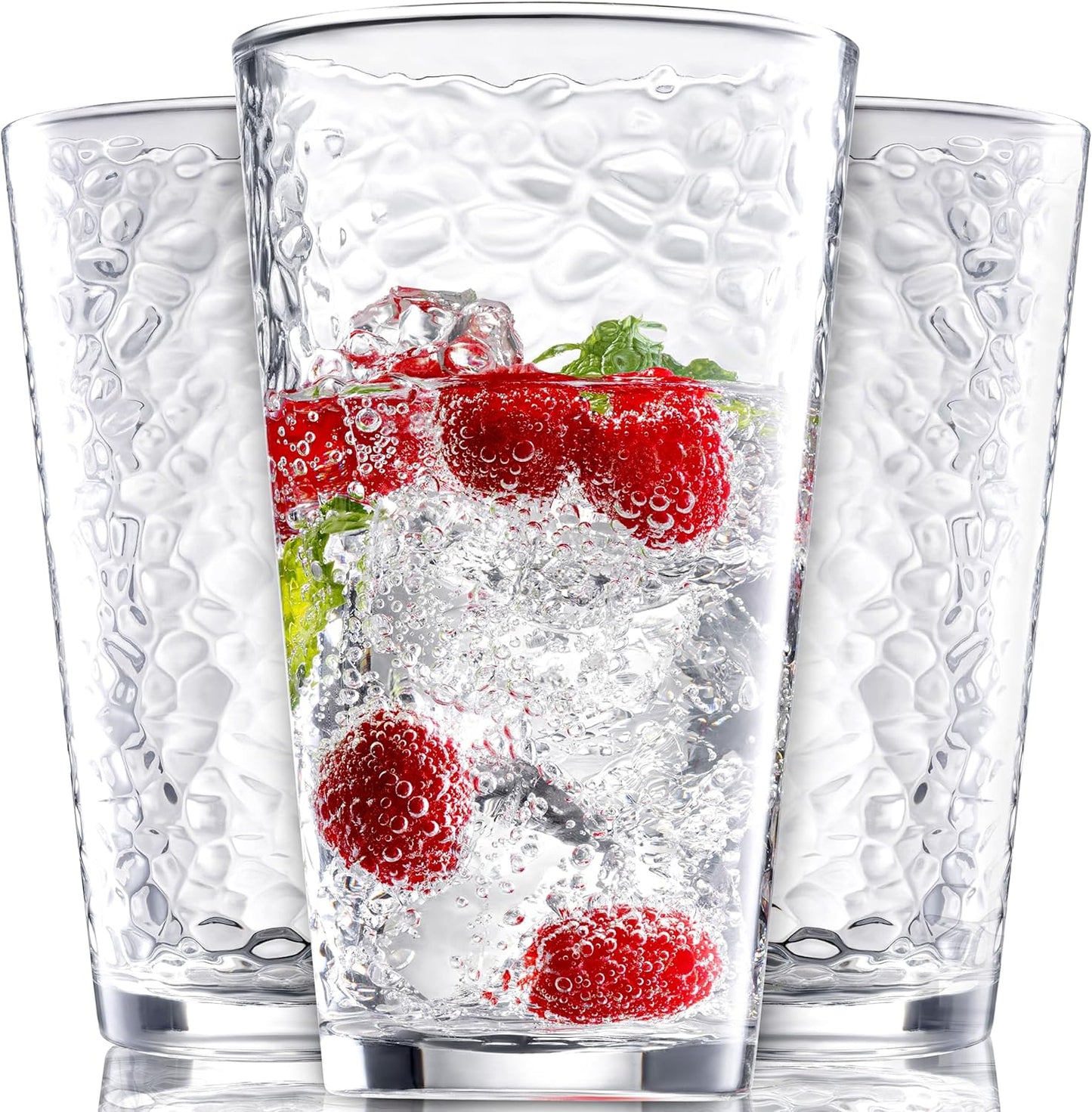 Set of 10 Hammered Glass Cups for Stylish Everyday Drinks