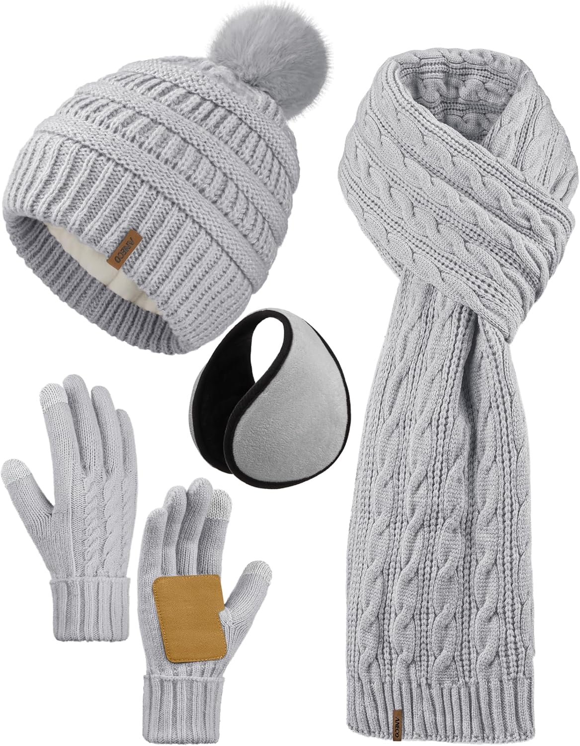 Aneco 4-in-1 Winter Set: Hat, Scarf, Gloves, Warmer