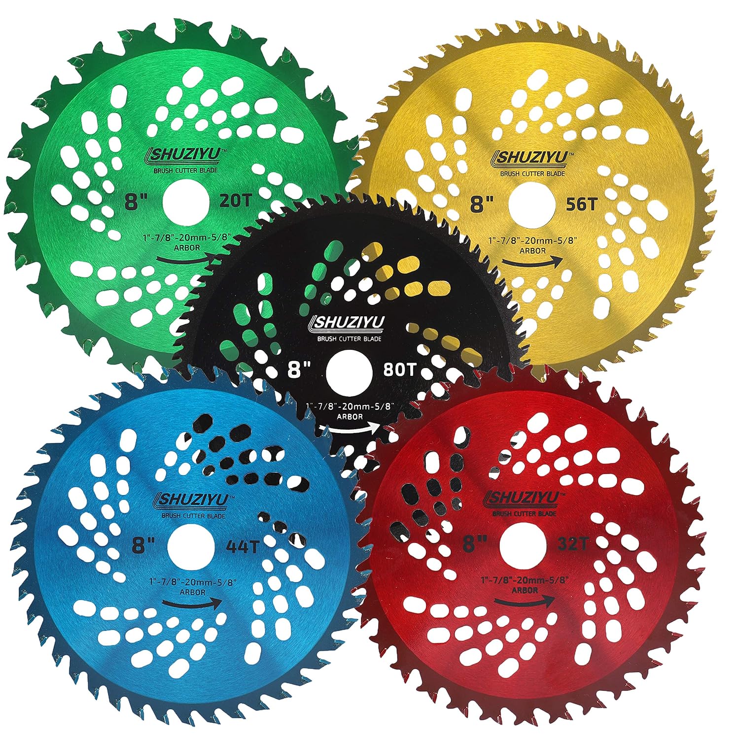 8-Inch Brush Cutter Blade Set with 5 High-Performance Blades