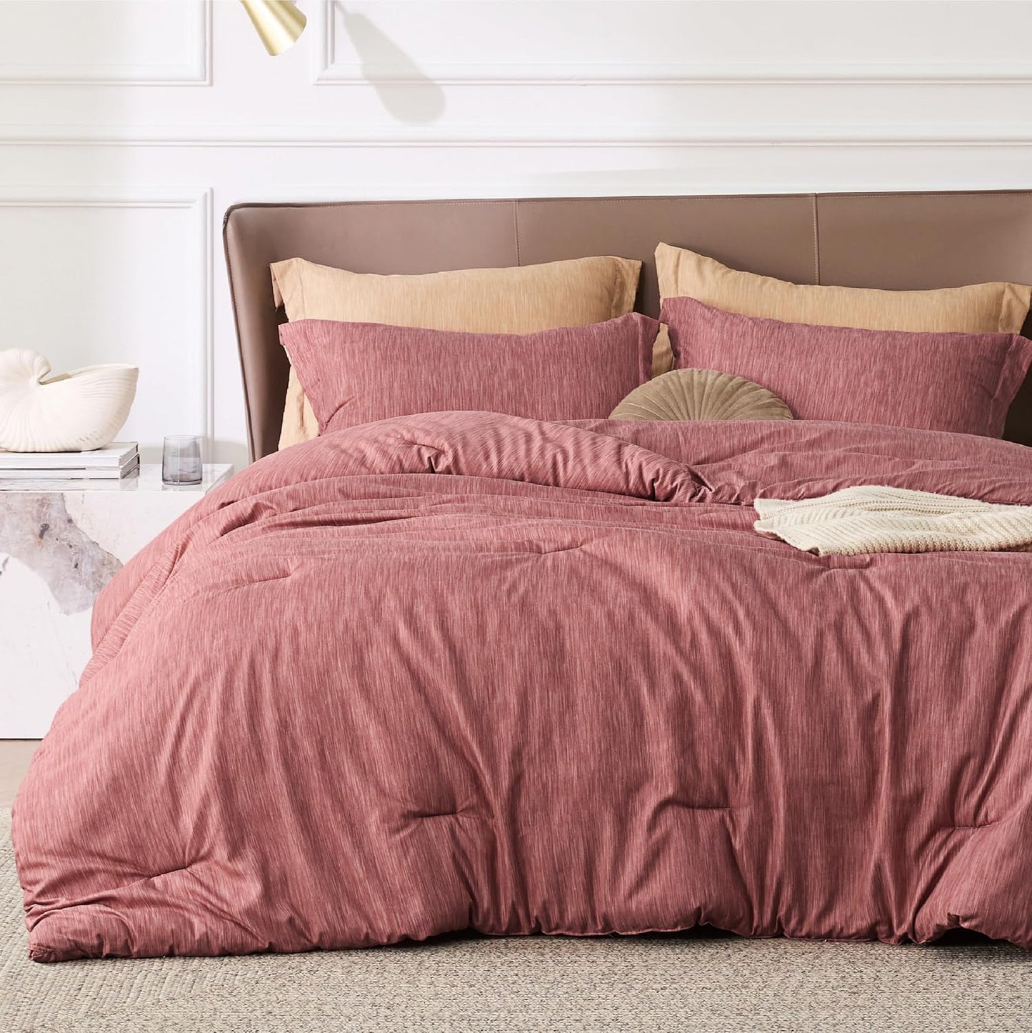 Bedsure California King Comforter Set - Soft Pink Clay Bedding