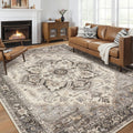 Area Rug for Living Room 8x10 - Soft Machine Washable Vintage Floral