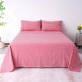 Cotton Checkered Full Size Sheets Set 3 Piece - Breathable Red Gingham