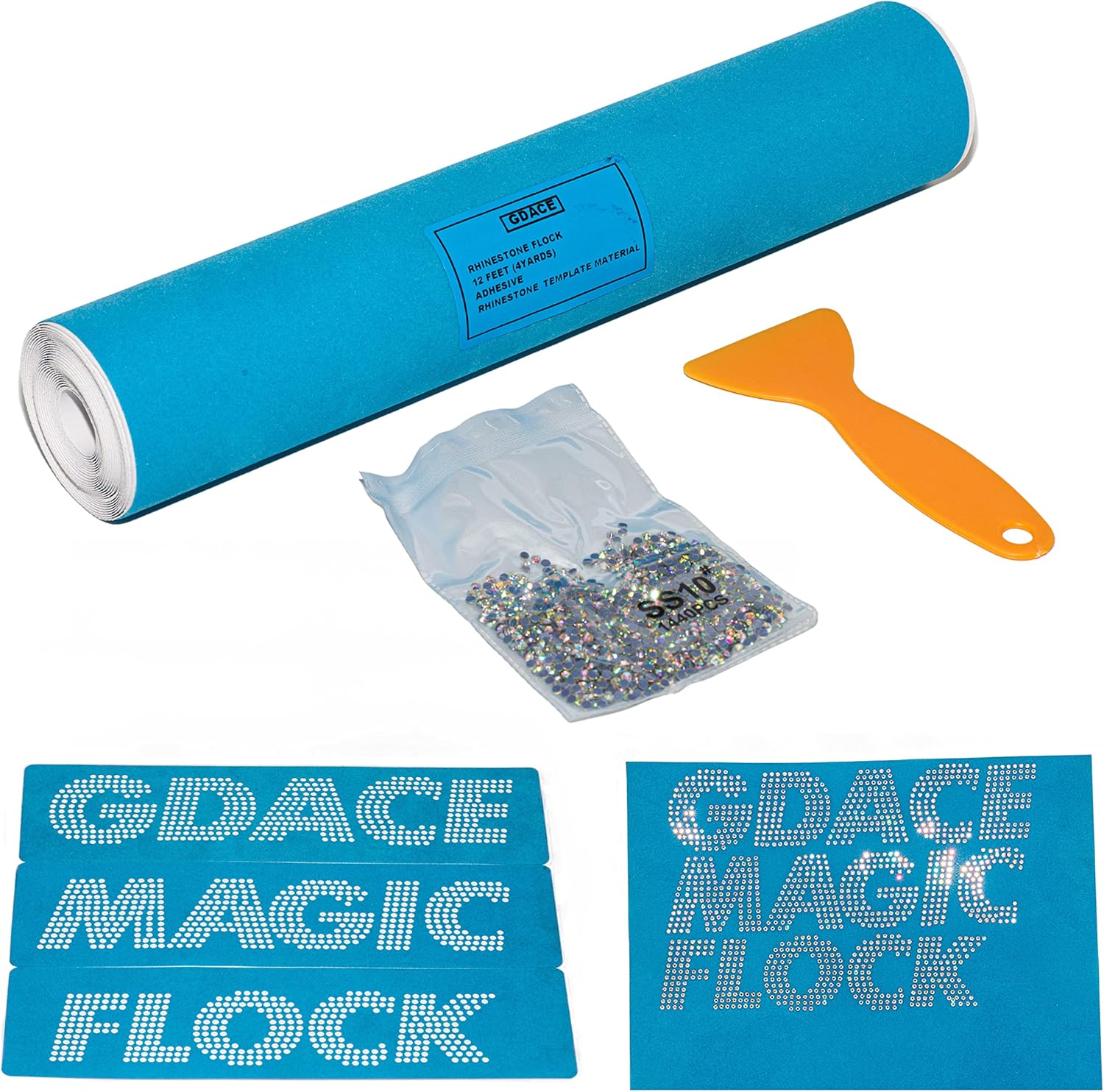 Rhinestone Template Material Magic Sticky Flock for Crafting