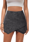 Jean Skorts for Woman High Waisted Wrap Denim Skort - Asymmetrical