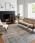 Jules Collection JUL-06 Denim/Spice 5 ft x 7 ft Area Rug - Vintage