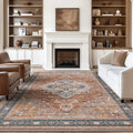 Area Rugs for Living Room 8x10 Machine Washable Rug - Low Pile Floral