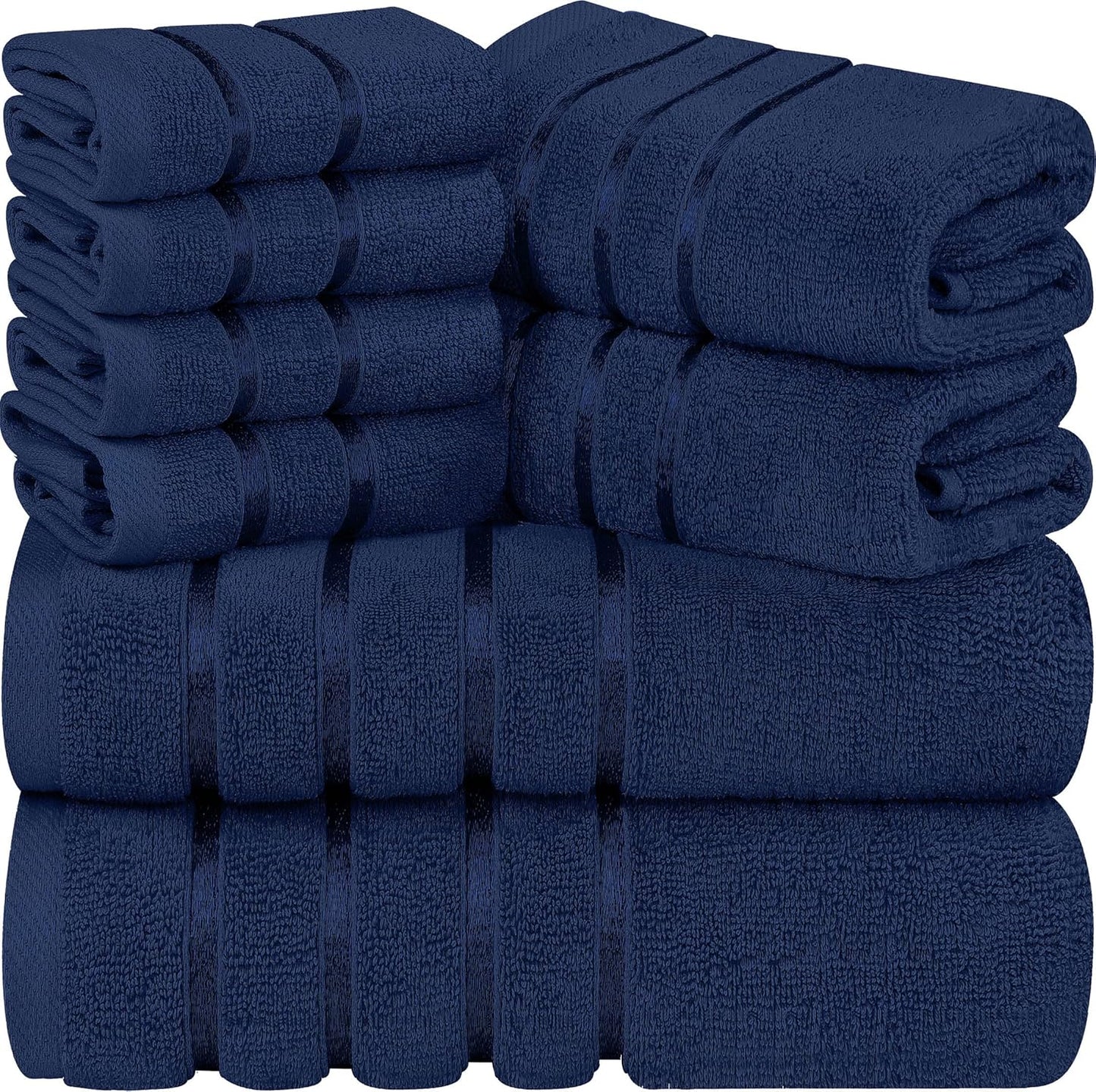 Luxurious 8 Piece Towel Set for Everyday Use in Navy Color