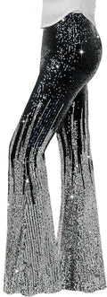 Nawgut Sequin Flare Pants Sparkly High Waisted Bell Bottoms Novelty