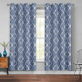 100% Blackout Curtains 72 in 2 Panels - Blue Moroccan Geo Room