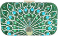 Rhinestone Clutch Purses for Women Evening Green Peacock Design