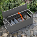 80 Gallon Outdoor Storage Box with Armrest and Lockable Lid - Spacious