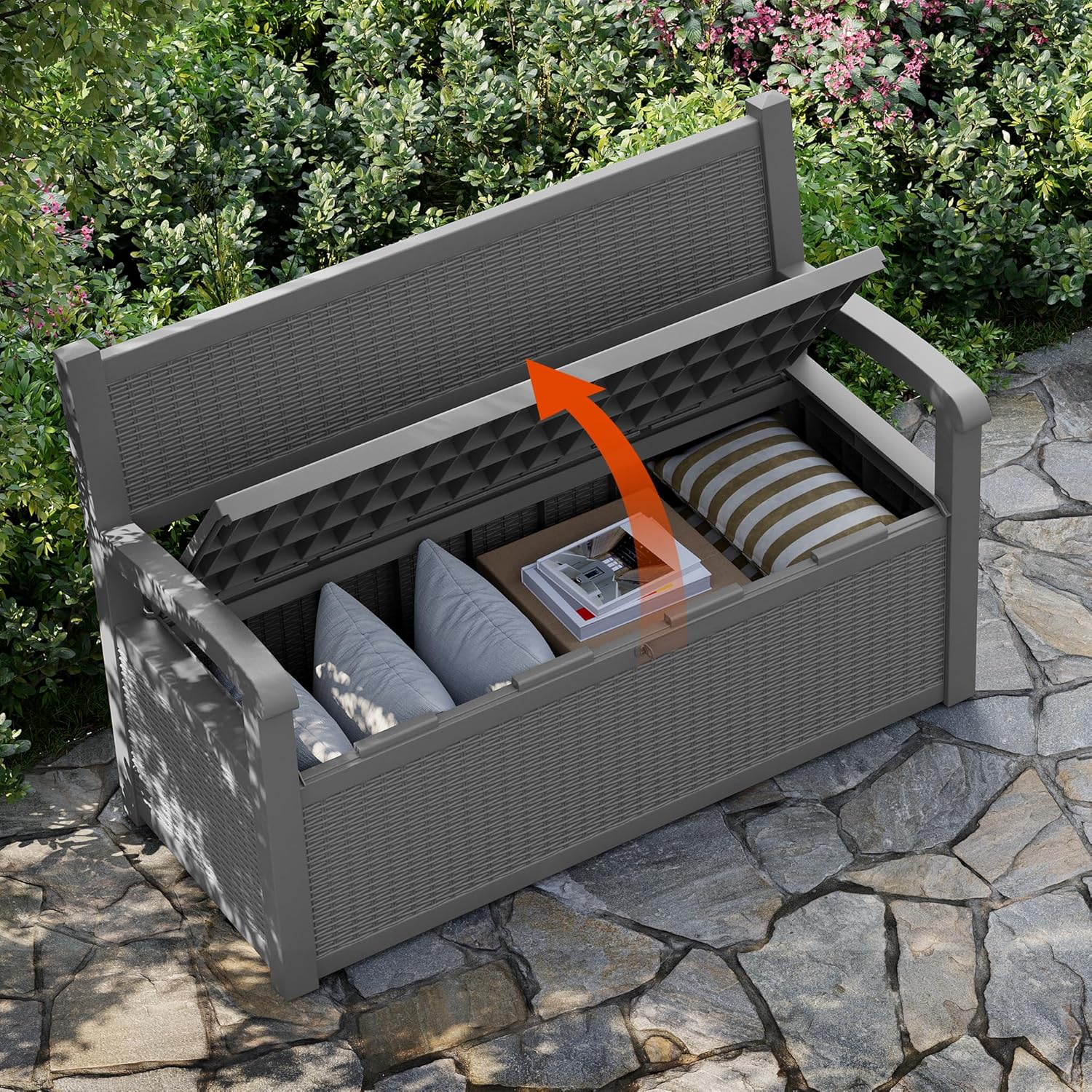 80 Gallon Outdoor Storage Box with Lockable Security and Style