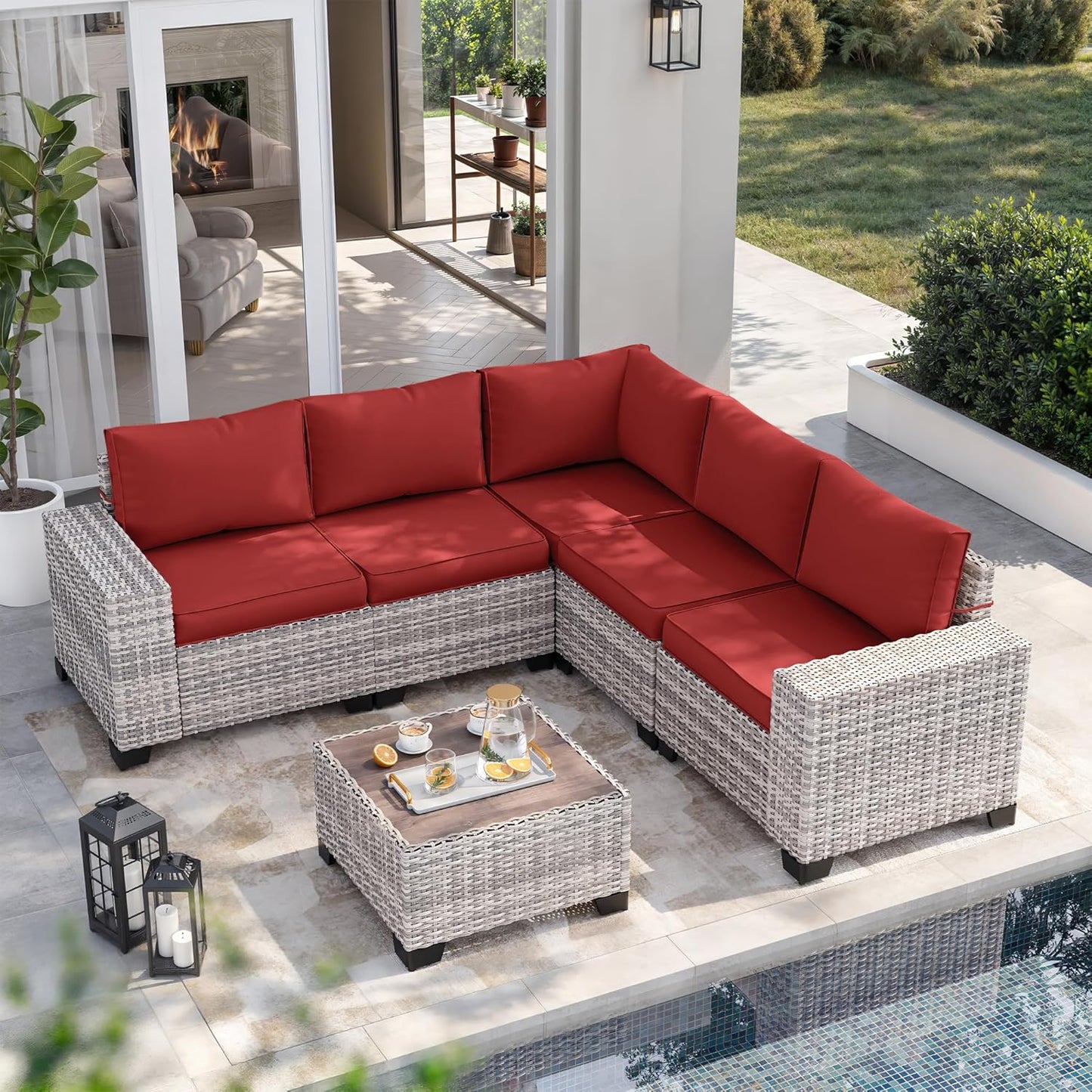 6-Piece Outdoor Patio Furniture Set for Garden and Poolside