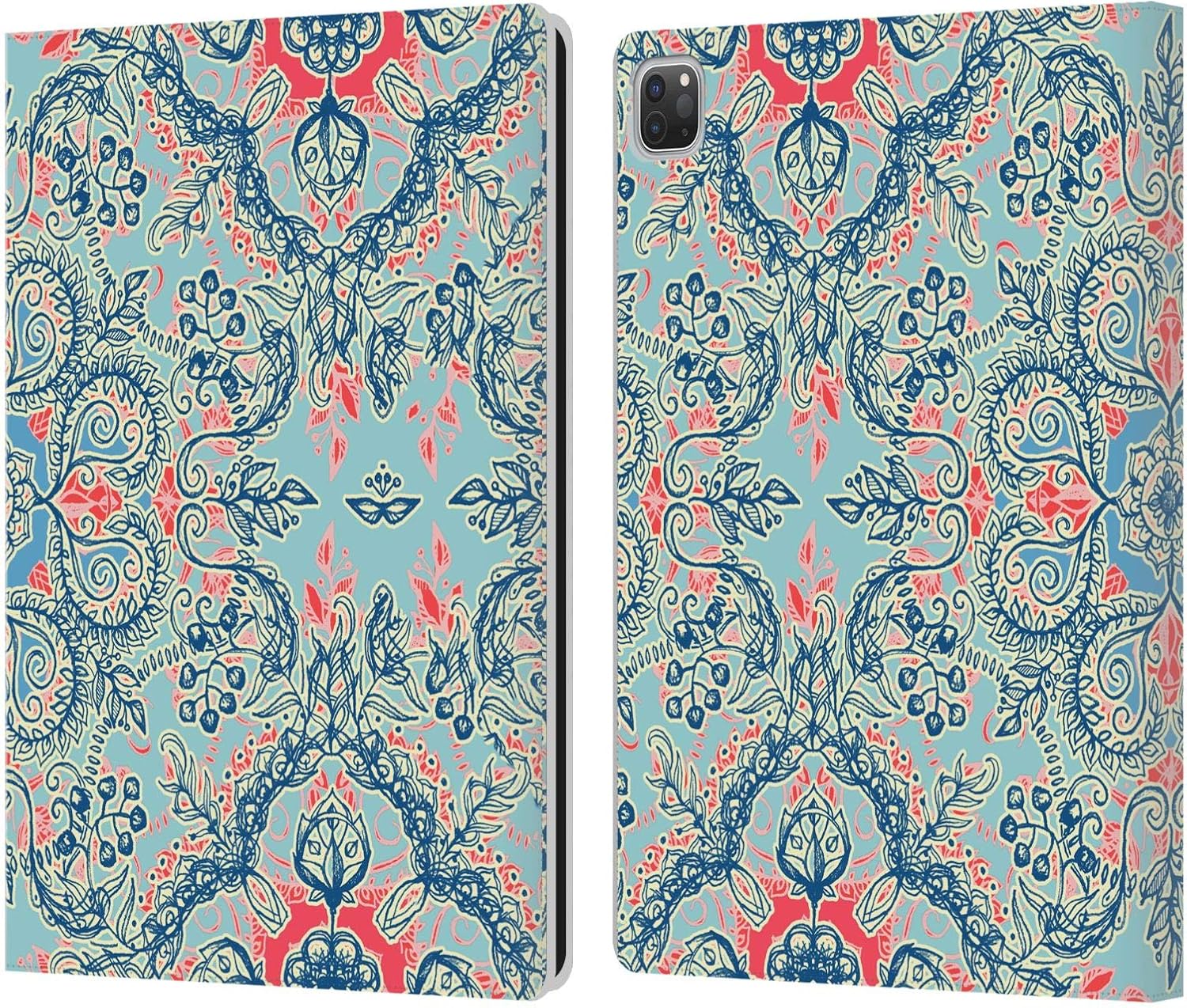 Micklyn Le Feuvre Floral Patterns Leather Wallet Case for iPad Pro
