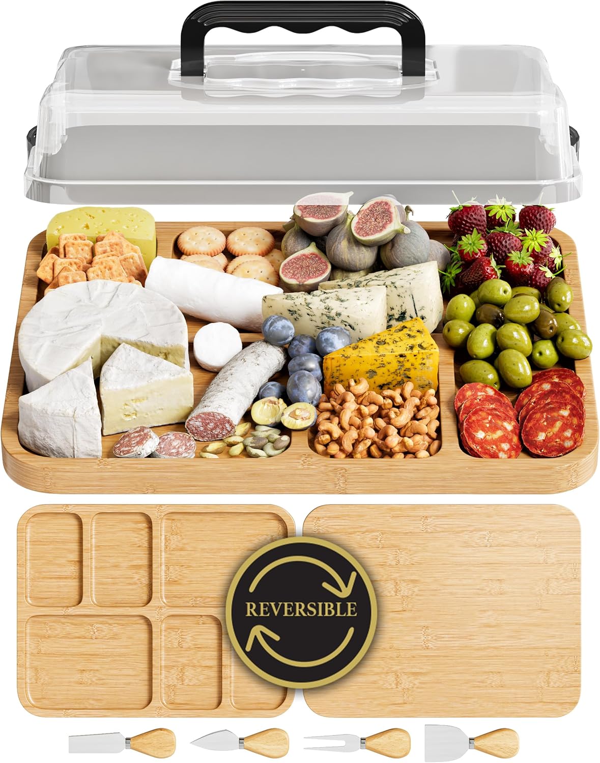Charcuterie Board with Lid - Perfect for Entertaining & Travel