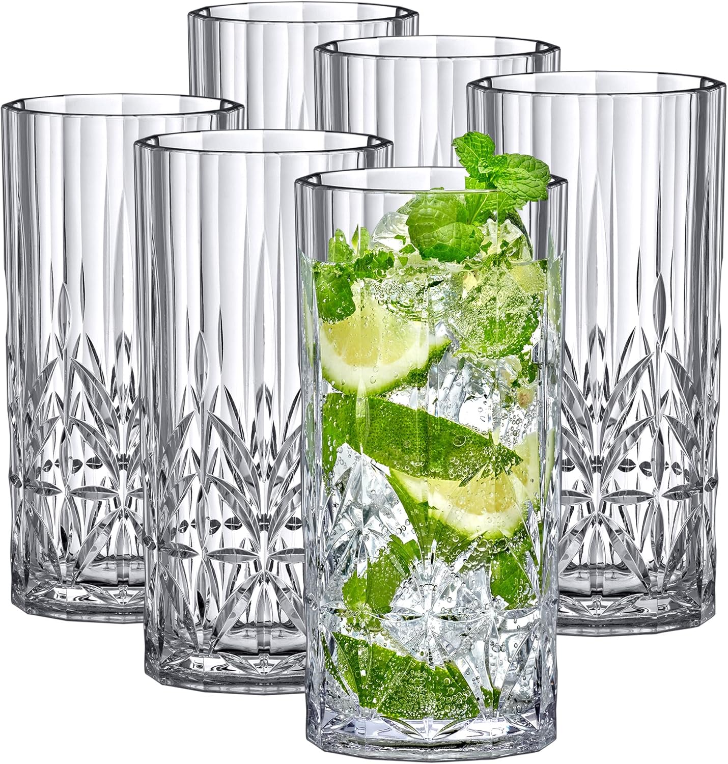 Vika 18-Ounce Plastic Highball Glasses - Set of 6 for All Occasions