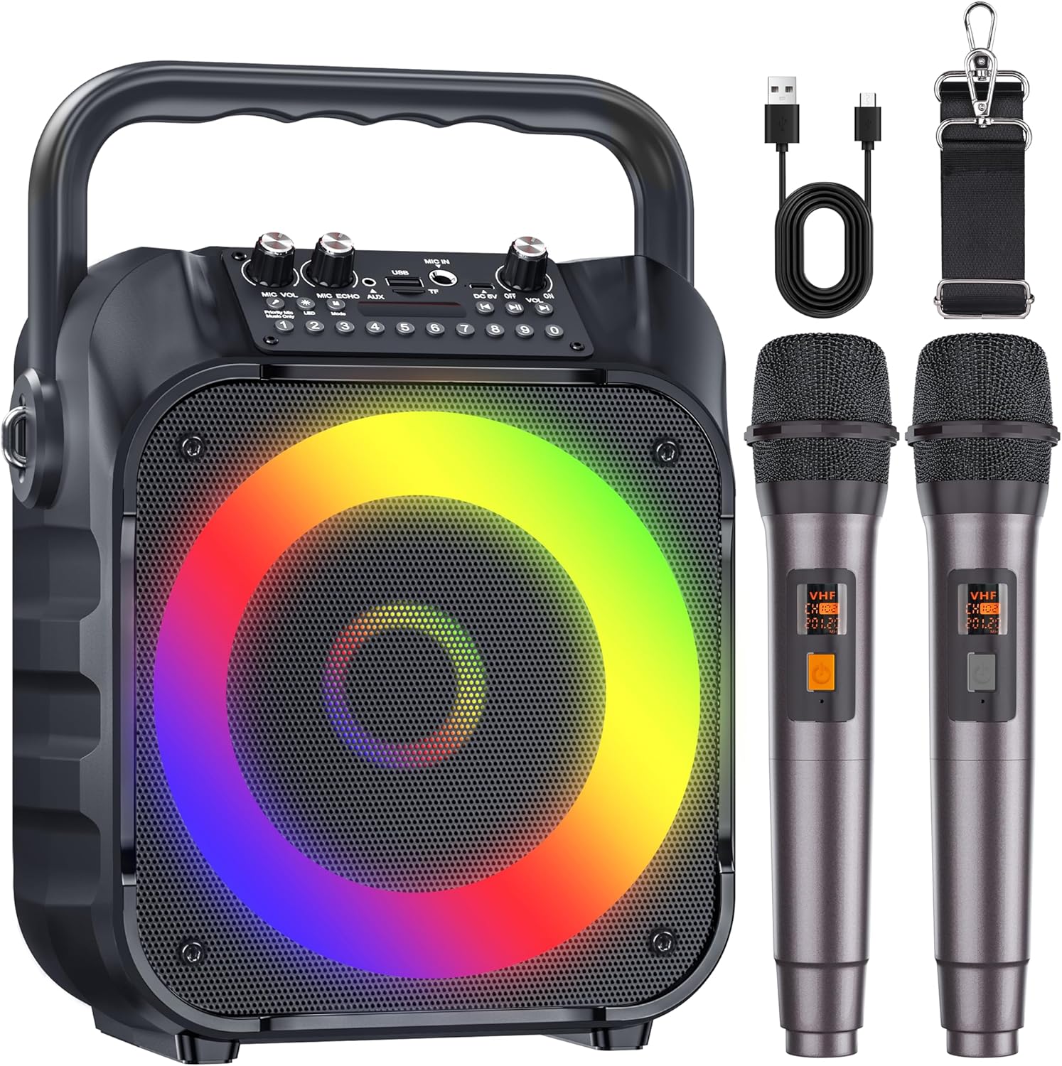 Wireless Mic Karaoke: Portable Bluetooth Speaker with PA System