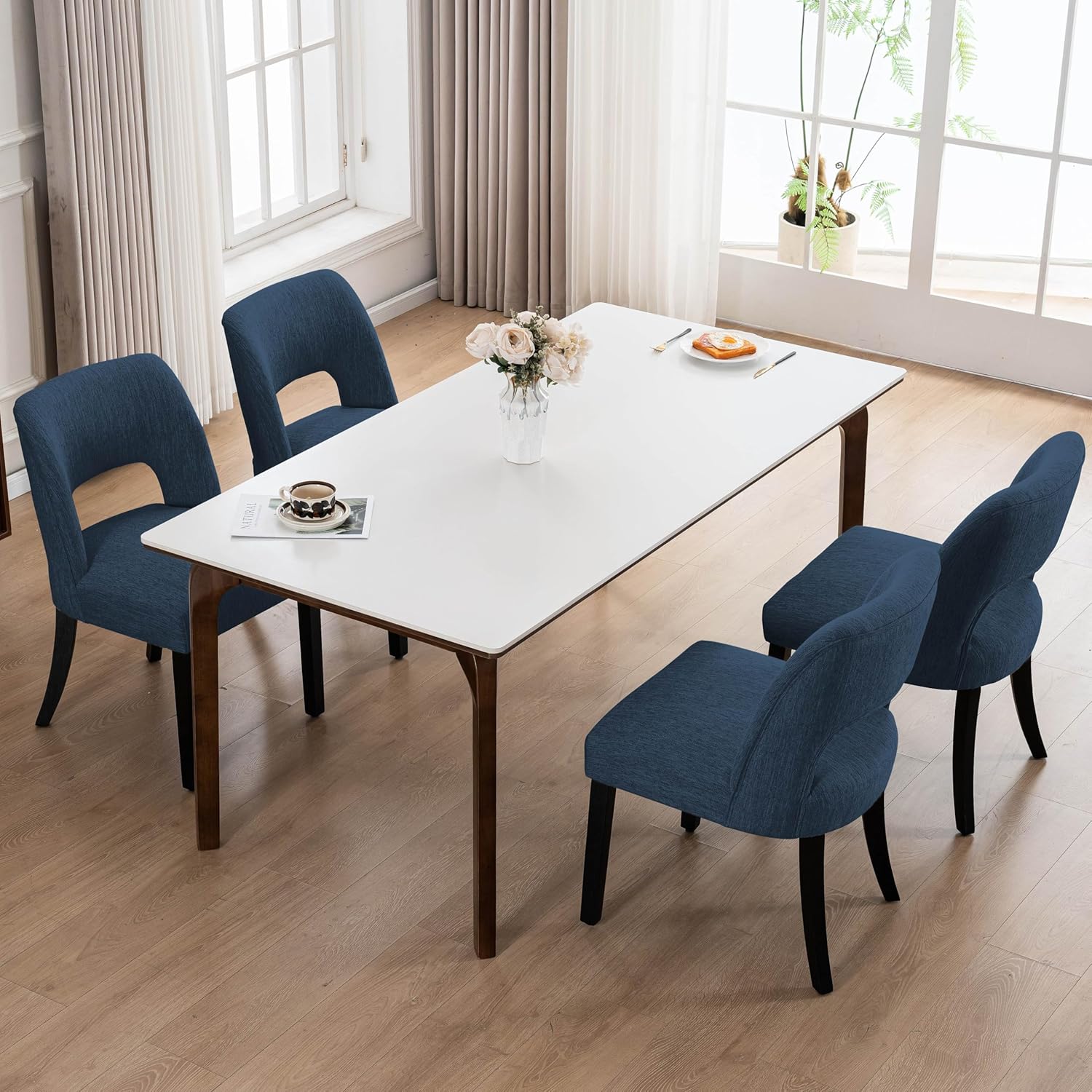 VKNOW Wooden Dining Chairs Set of 4 for Modern Dining Rooms