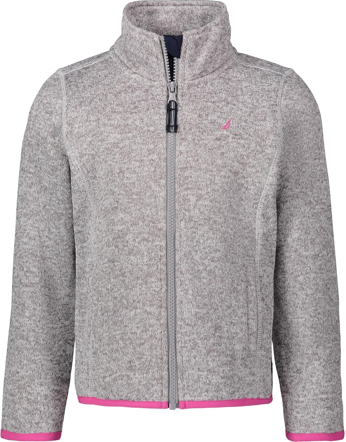 Nautica Girls' Signature Logo Fleece Jacket - Lightweight & Wind-Resistant