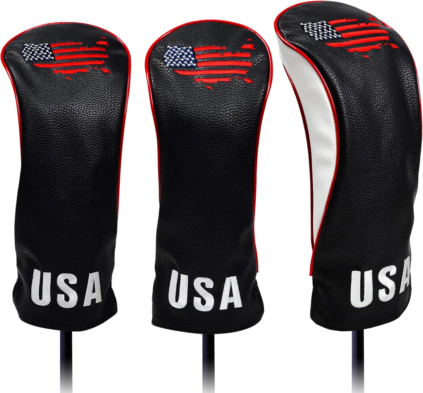 USA Golf Head Covers for Driver & Fairway Woods - Premium Leather