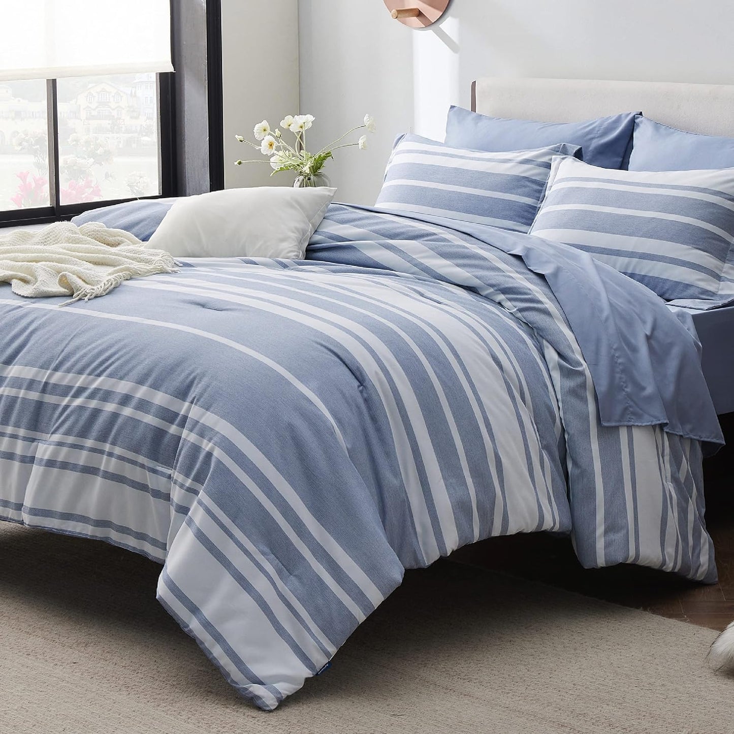 Bedsure Full Comforter Set 7 Pieces for All Seasons Bedding