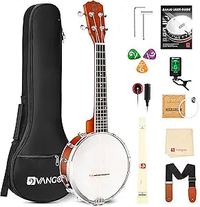 Vangoa Banjo Uke - 4 String Banjolele with Armrest, 23 Inch