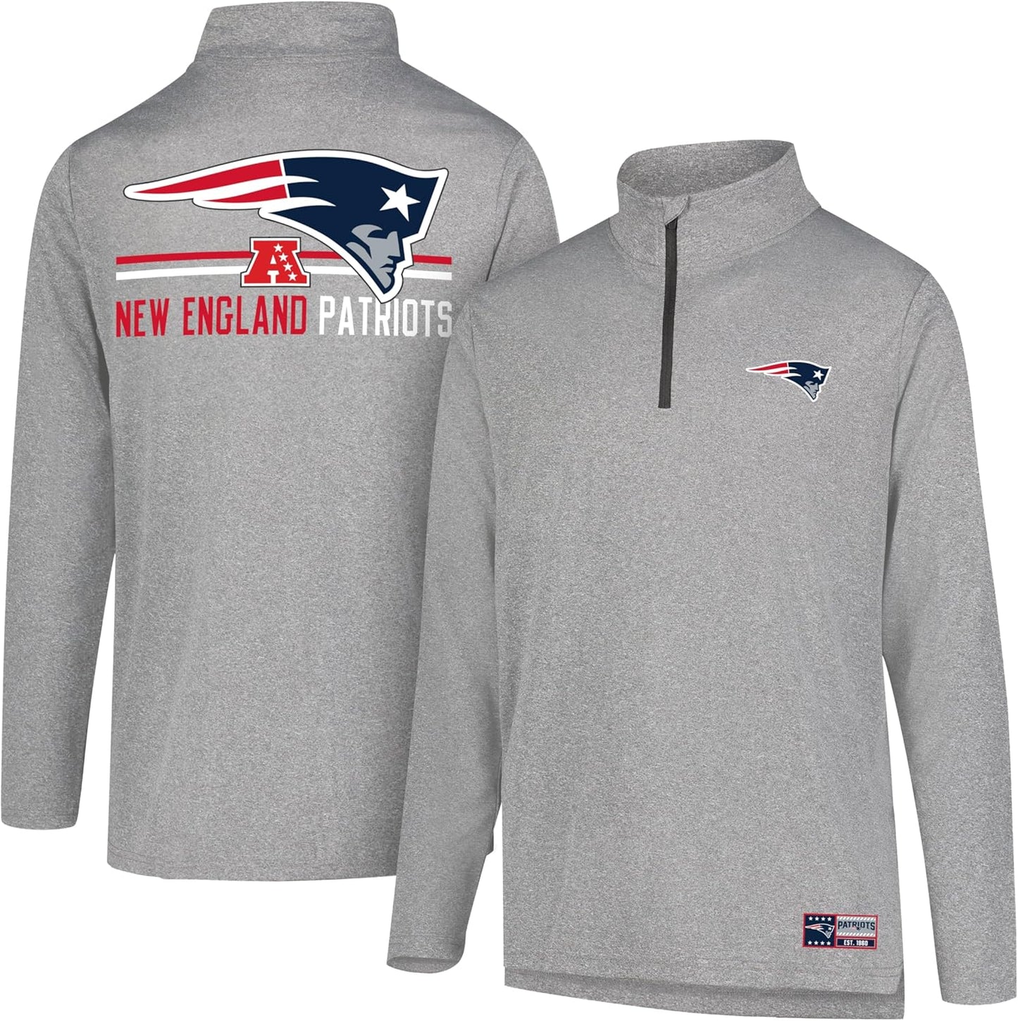 Ultra Game Men's NFL Super Soft Quarter Zip Long Sleeve T-Shirt