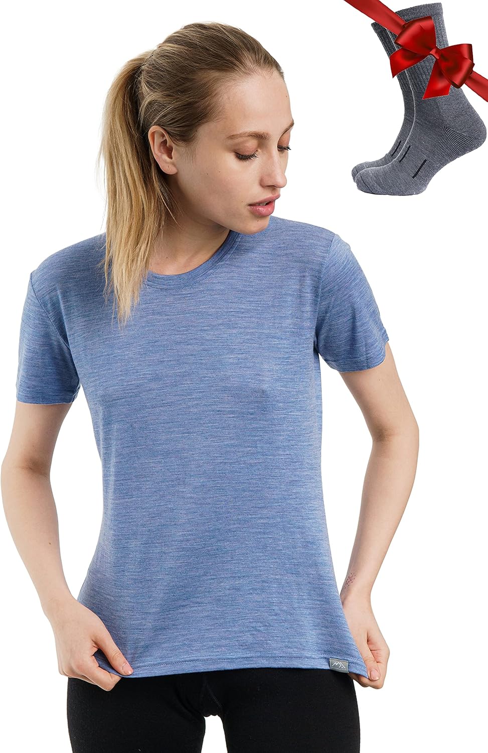 Merino Wool T Shirt Women - Soft, Moisture-Wicking Tee & Socks