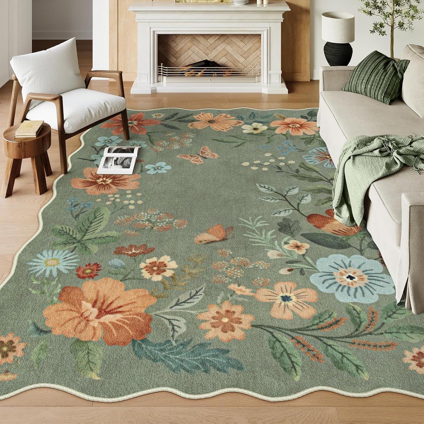 Lahome Floral 9x12 Area Rugs: Soft, Washable, Non-Slip Design