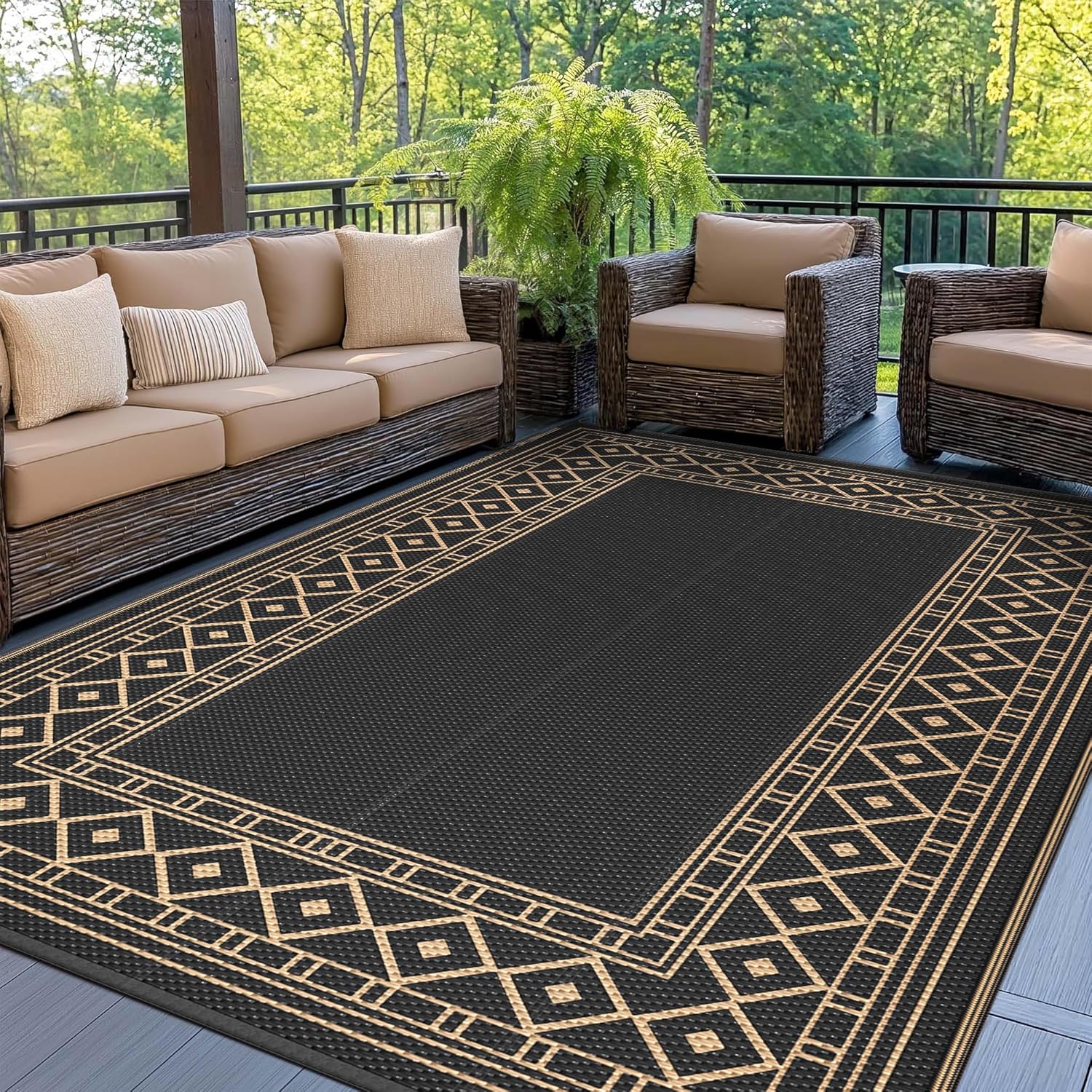 GENIMO Outdoor Rug 5ftx8ft Waterproof for Stylish Fall Decor