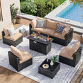 Aoxun 8 Piece Patio Furniture Set with 44 Fire Pit Table - Spacious