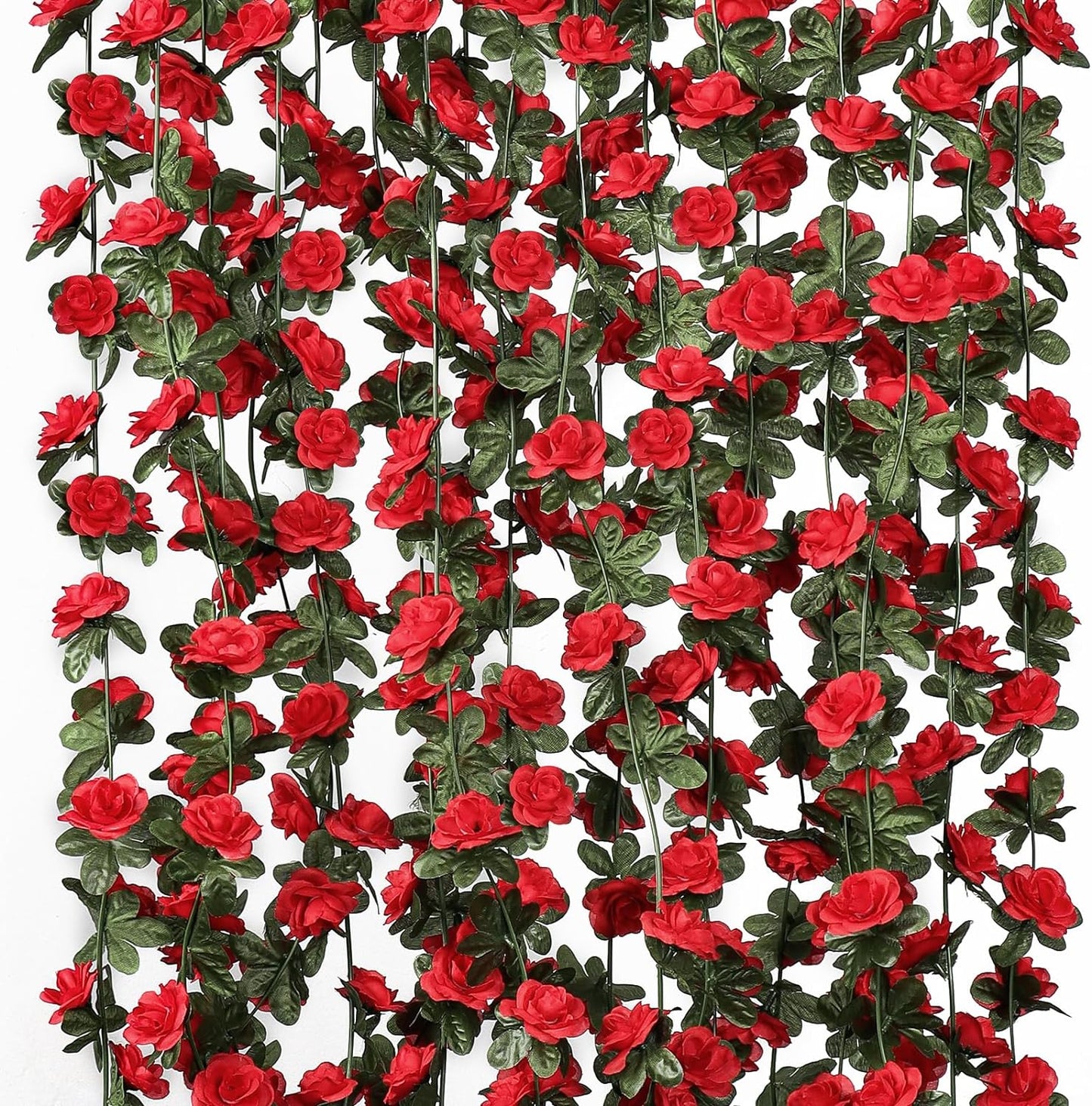 Artificial Flower Garland with Red Roses for Home Decor