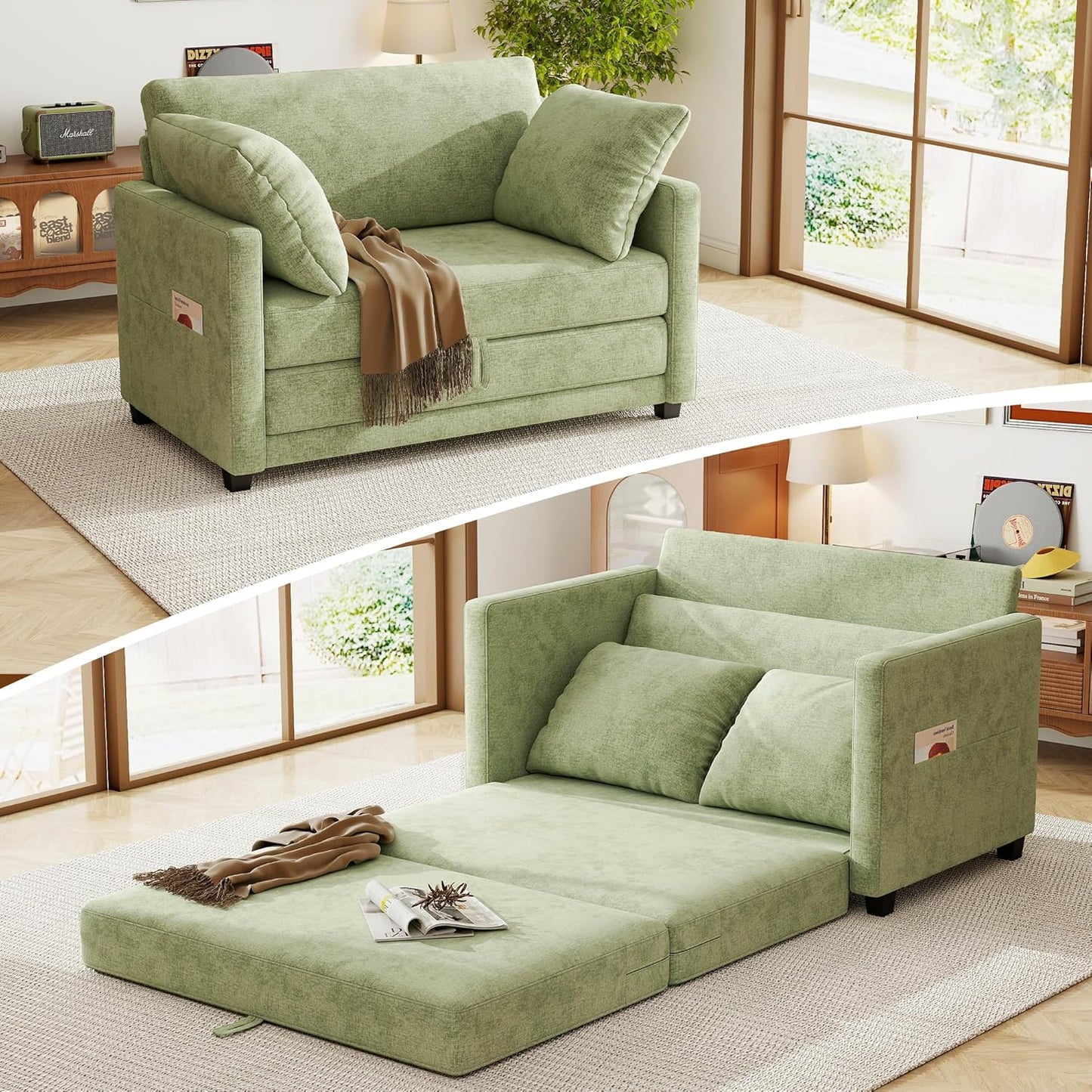 51 Loveseat Sleeper Sofa Bed for Small Spaces, Light Green