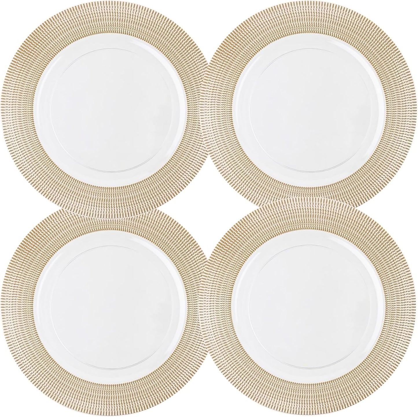 Gold-Rimmed White Charger Plates - Set of 4 - Elegant Dining Essential