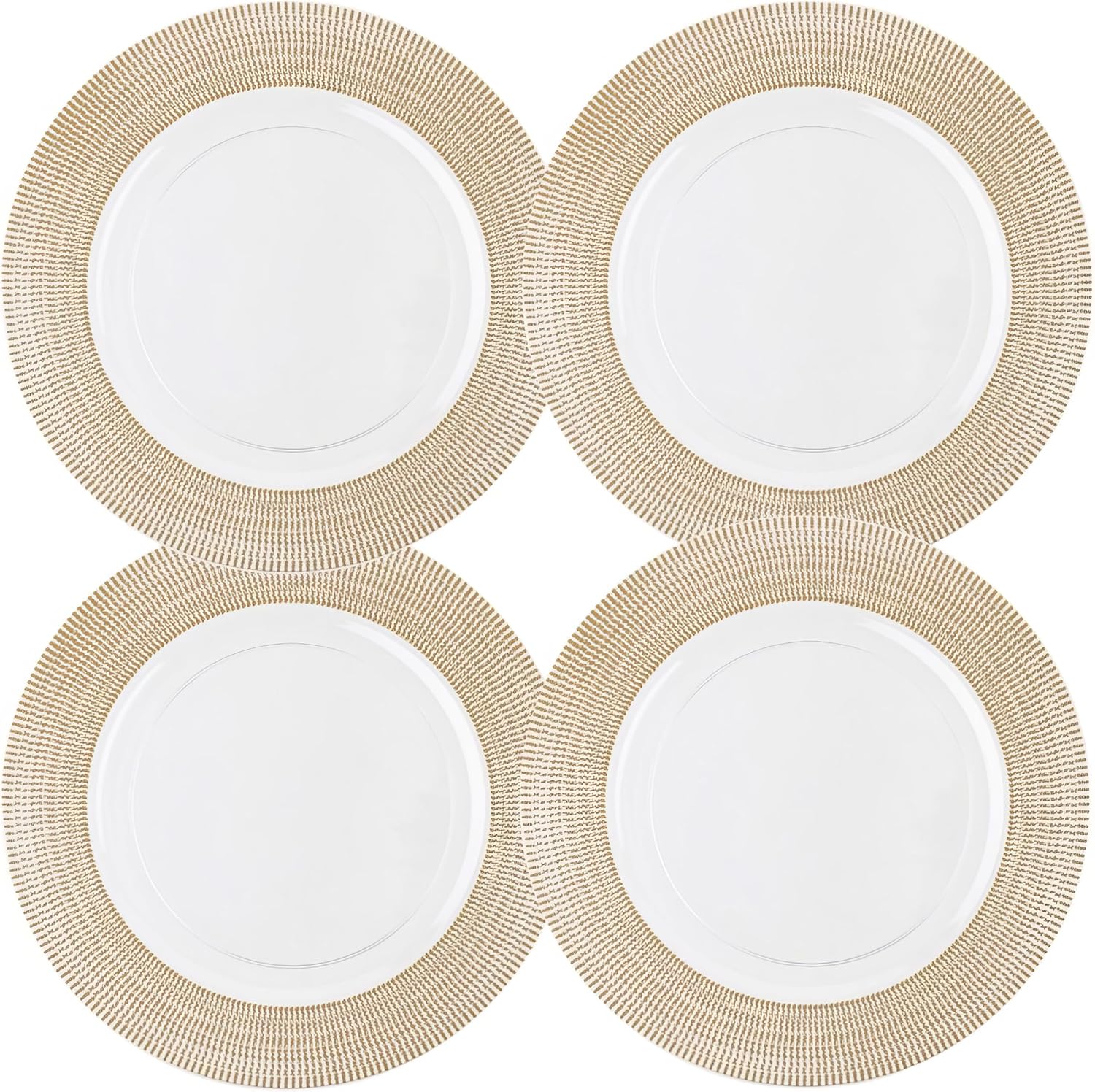 Gold-Rimmed White Charger Plates - Set of 4 - Elegant Dining Essential