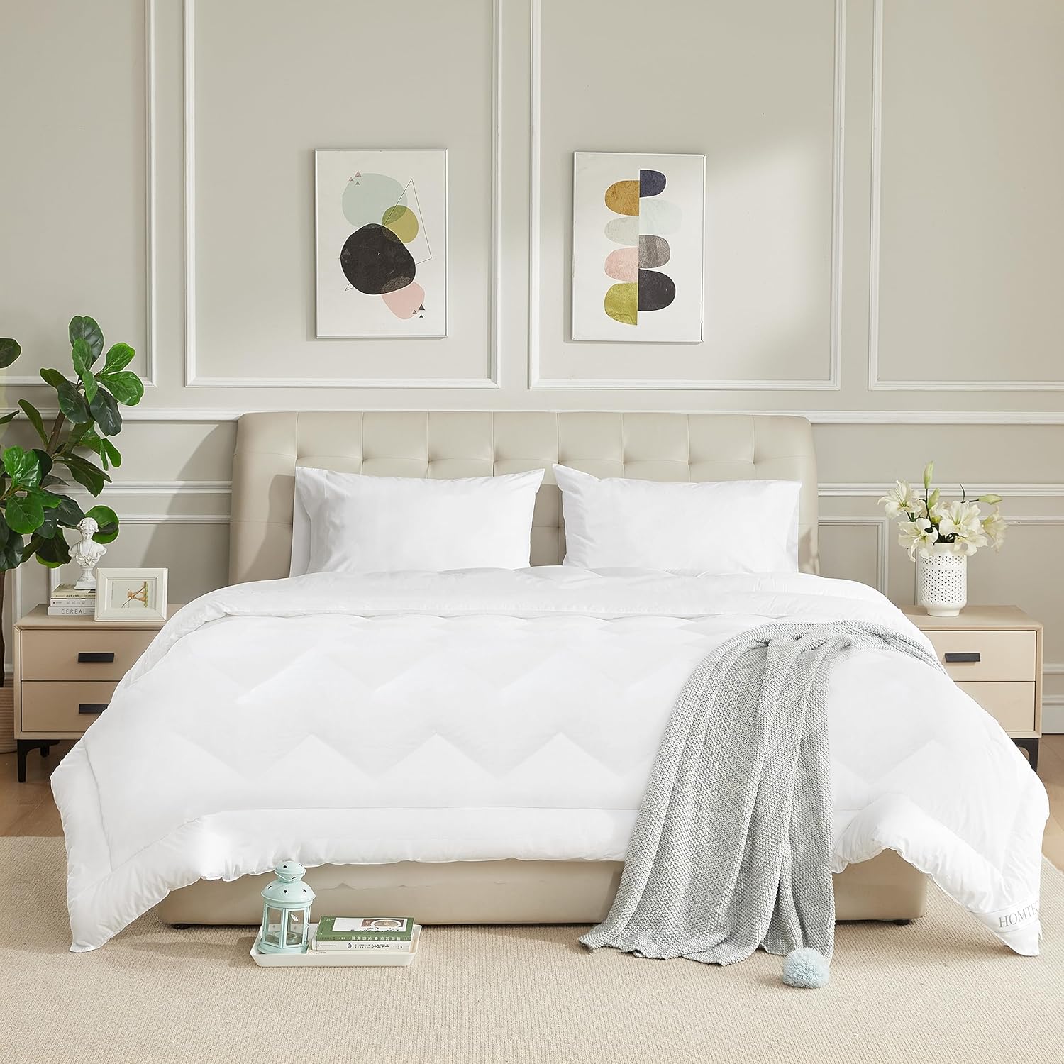 Duvet Insert Cotton Comforter Full Size White Down Alternative