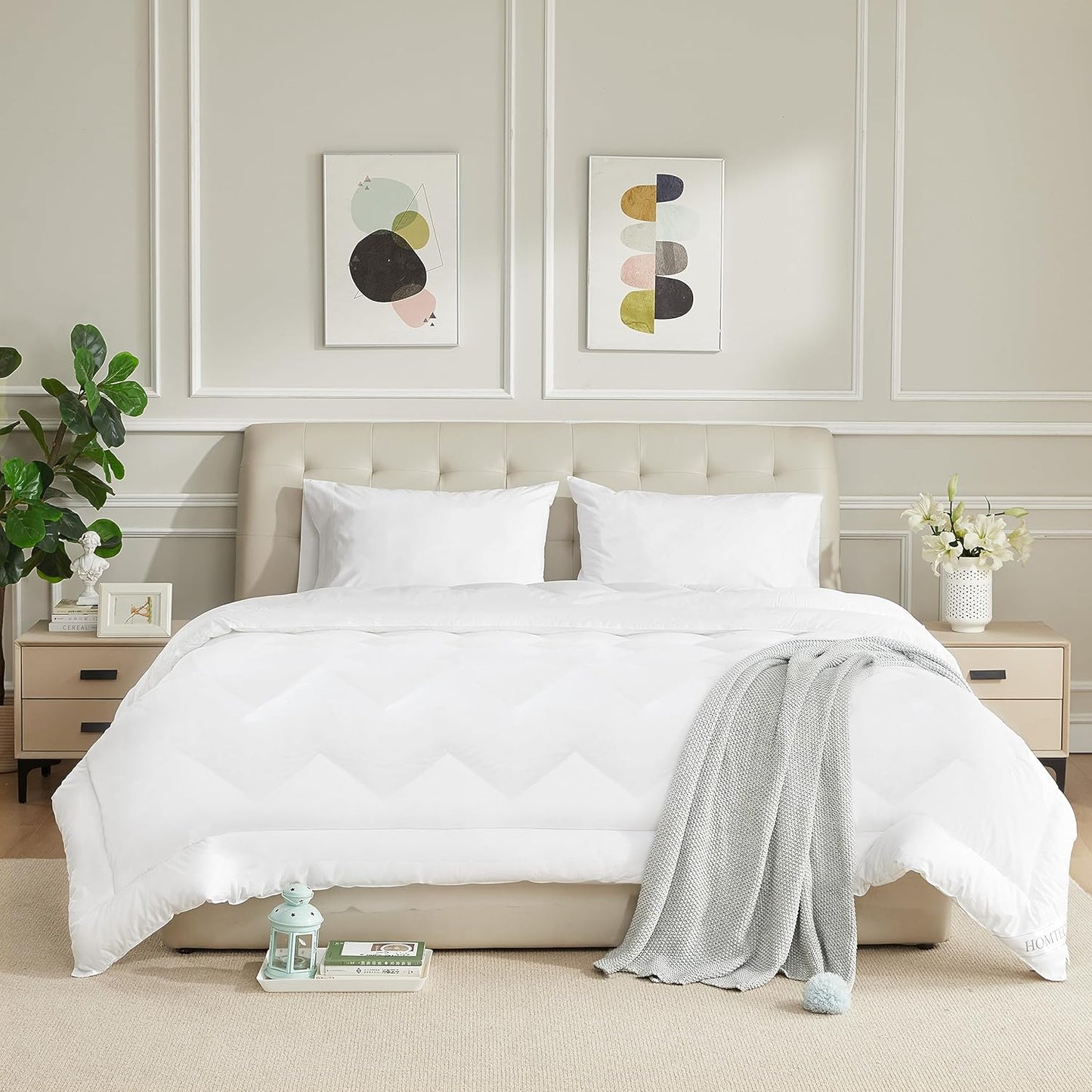 Duvet Insert Cotton Comforter Twin Size White Down Alternative