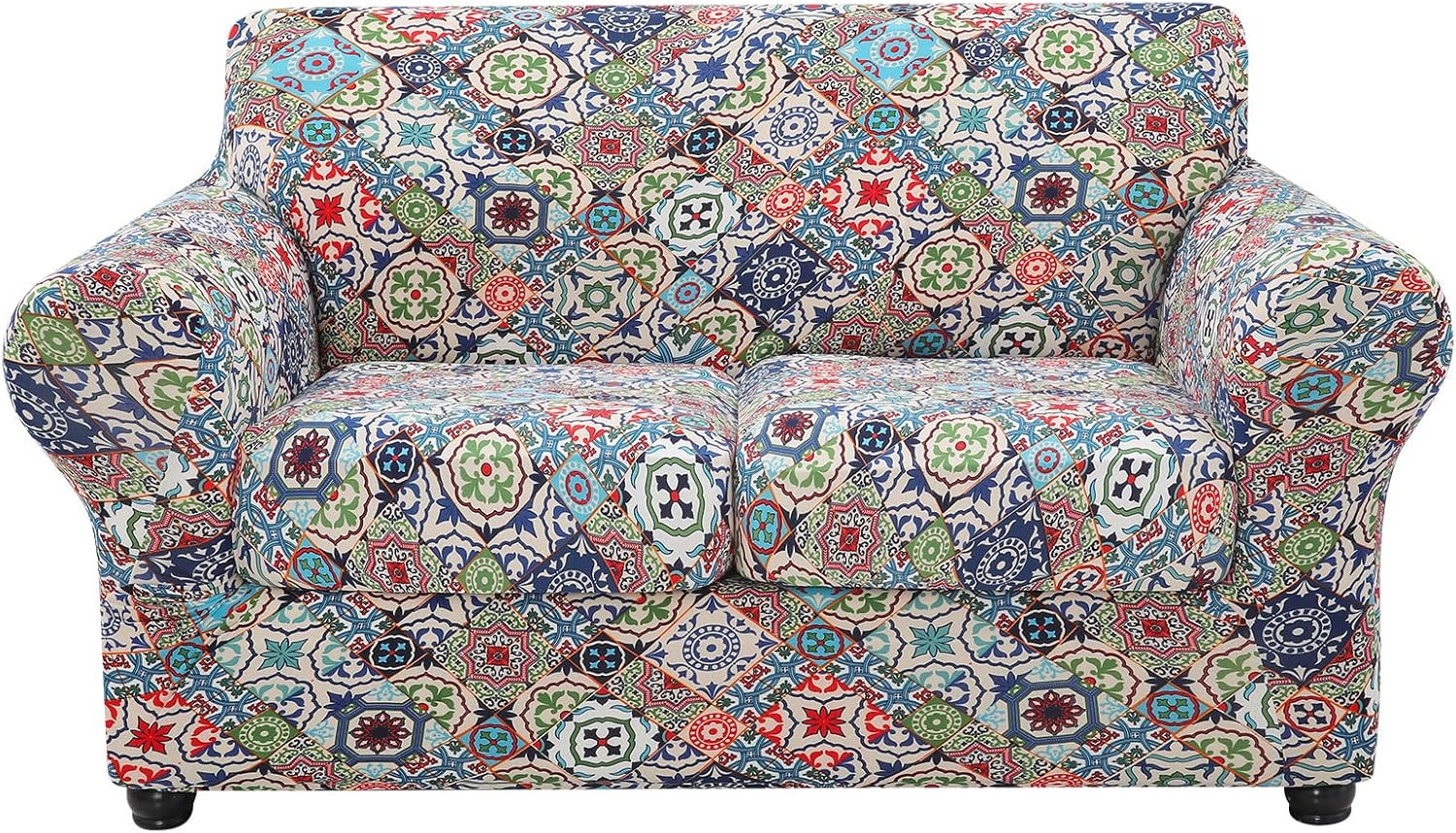 Floral Pattern Loveseat Slipcovers by hyha for 2 Cushion Sofas