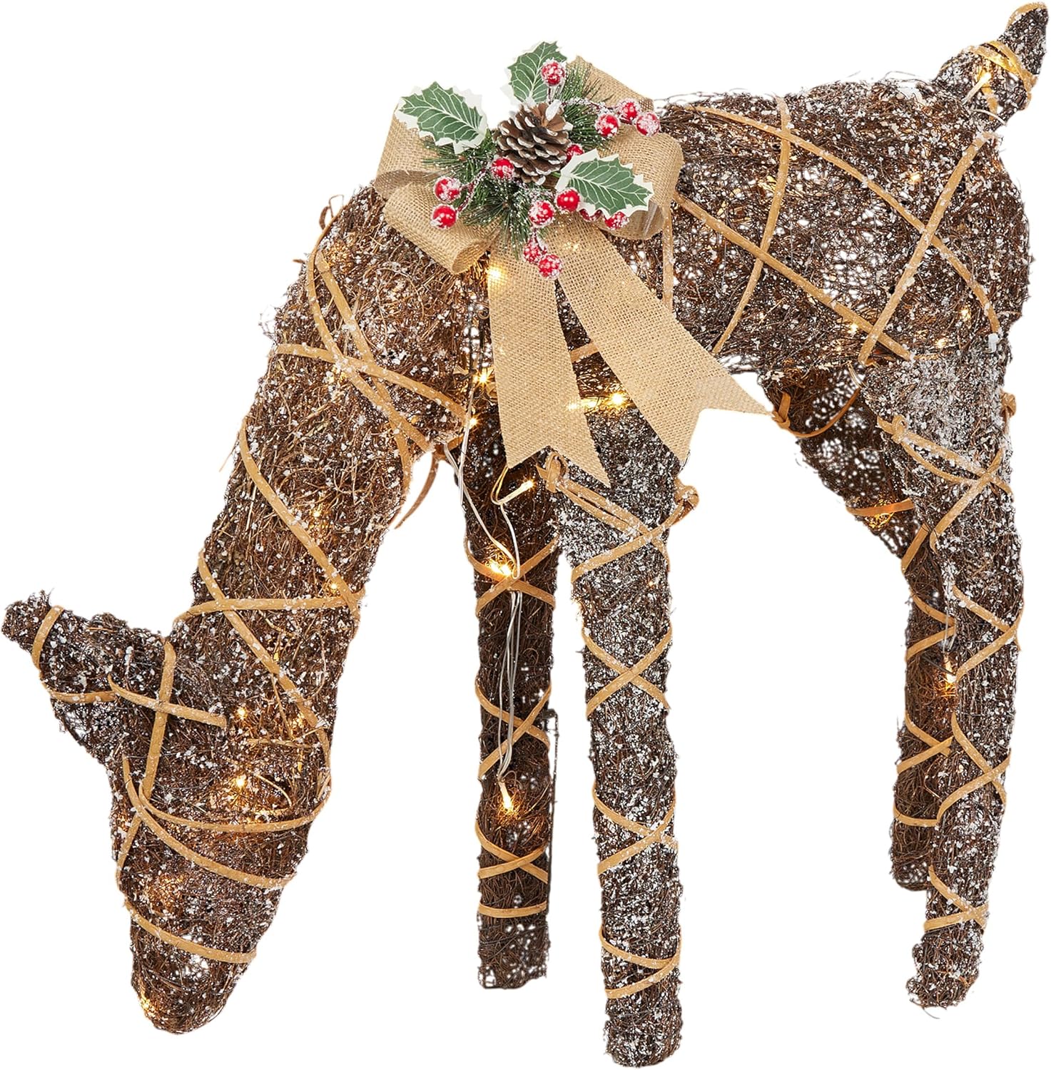 Grazing Deer with LED Lights for Rustic Holiday Decor
