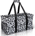Extra Large Utility Tote Bag Damask Black - Oversized Collapsible